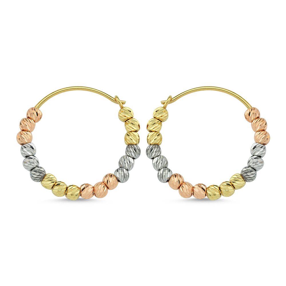 14K Solid Gold Dorica Earrings Triacolor