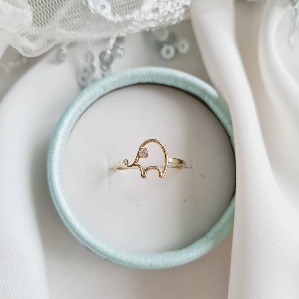 14K Solid Gold Elephant Ring