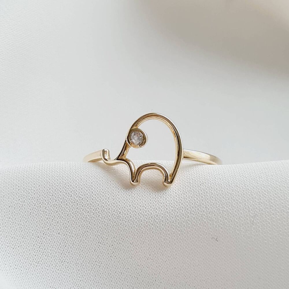 14K Solid Gold Elephant Ring