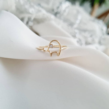 14K Solid Gold Elephant Ring