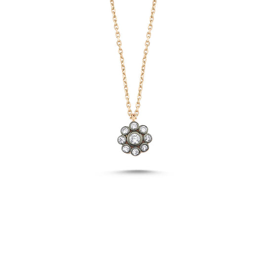 Diamond Mounting Rose Solid Gold Necklace 0.5 Cm