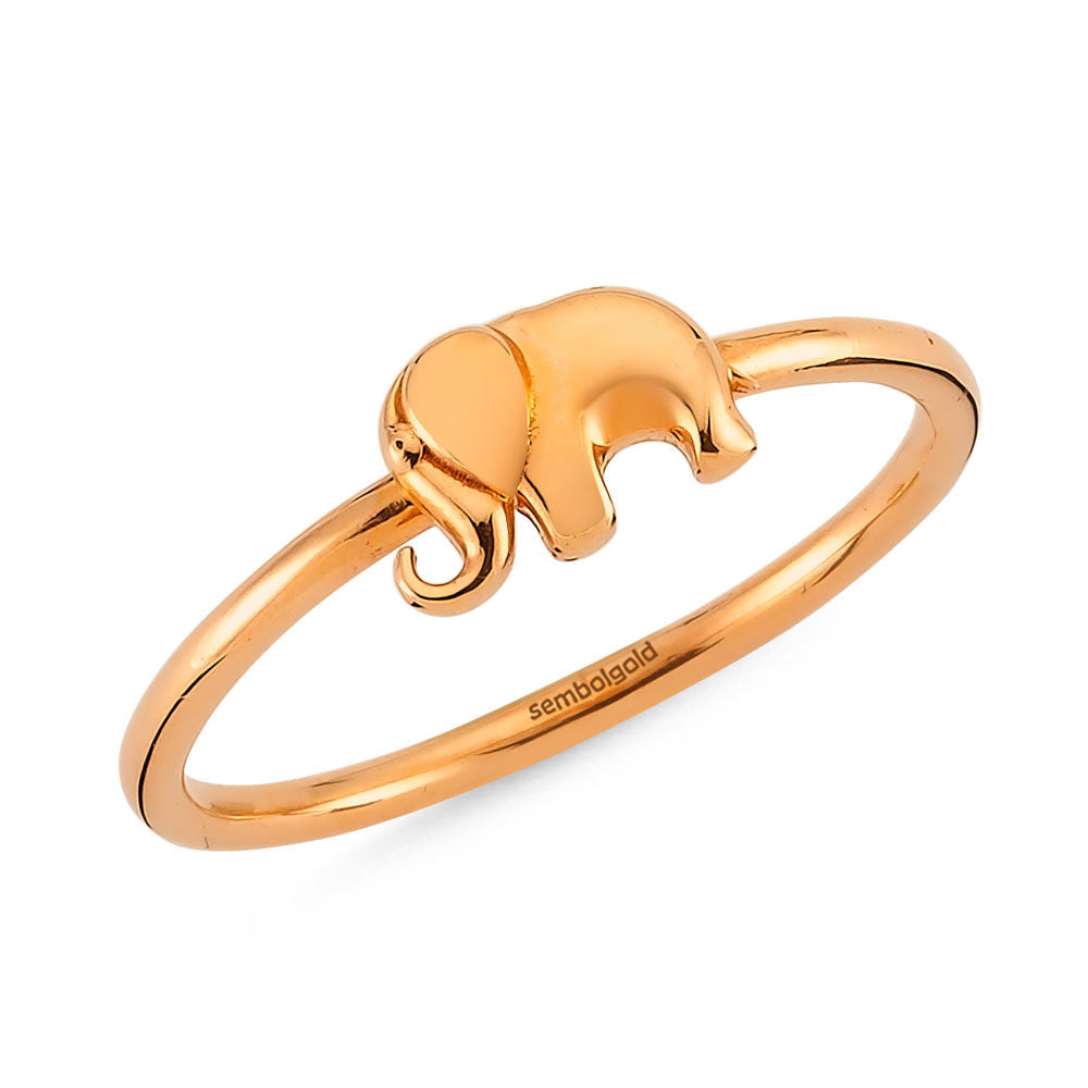 Elephant Solid Gold Ring Rose Solid Gold