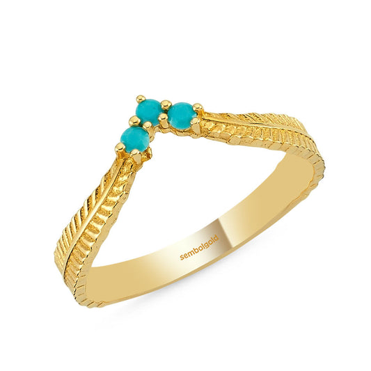 Turquoise Solid Gold Ring Cemre