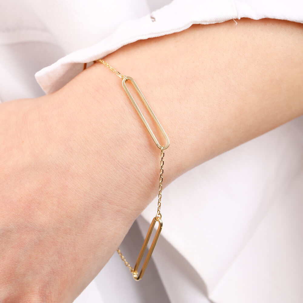 Paperclip Solid Gold Bracelet 14K 5 mm