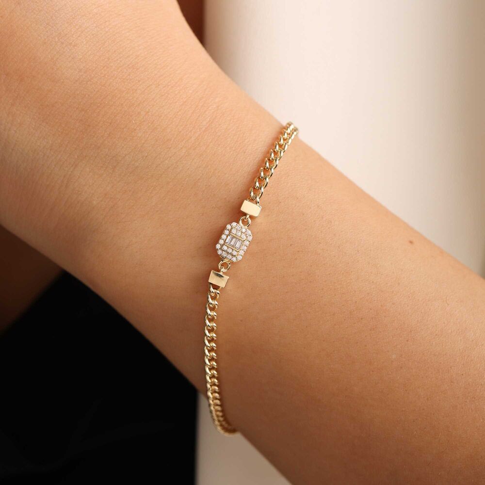 Gourmet Solid Gold Baguette Bracelet