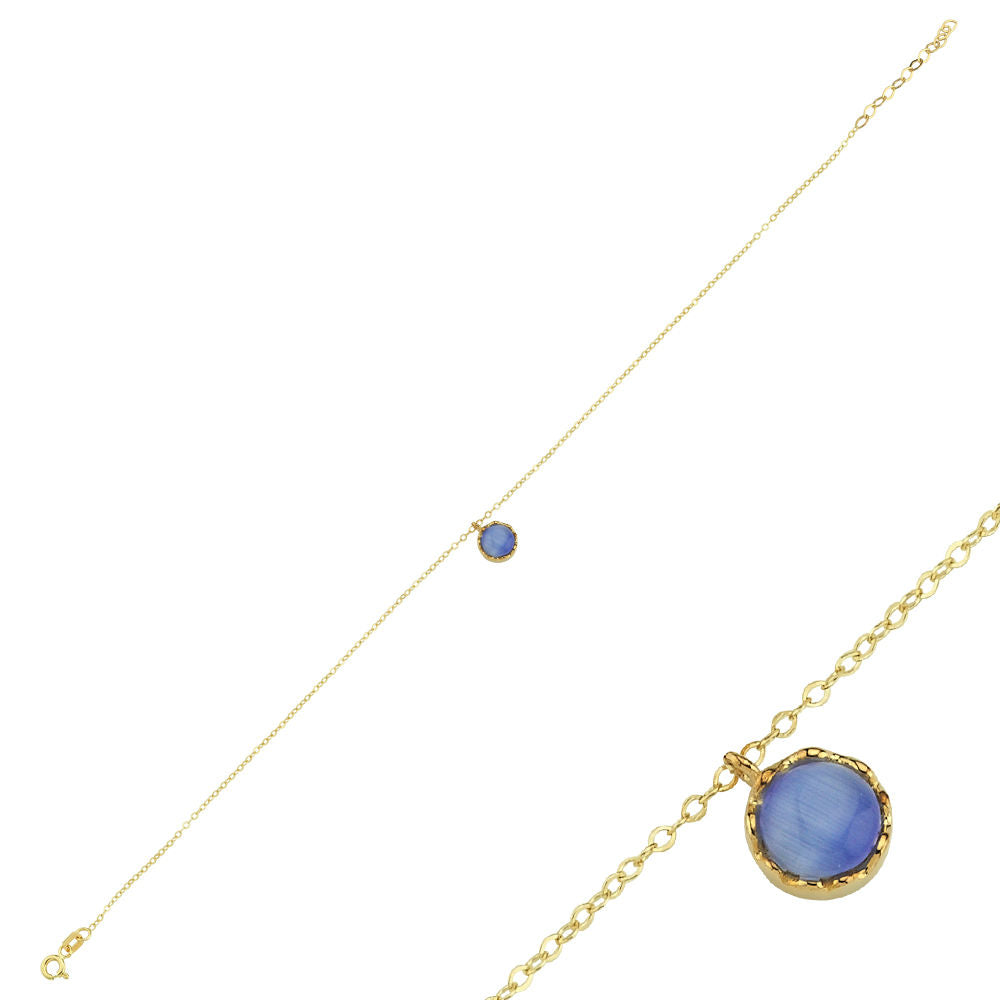 Anklet Solid Gold Bracelet Blue Coral