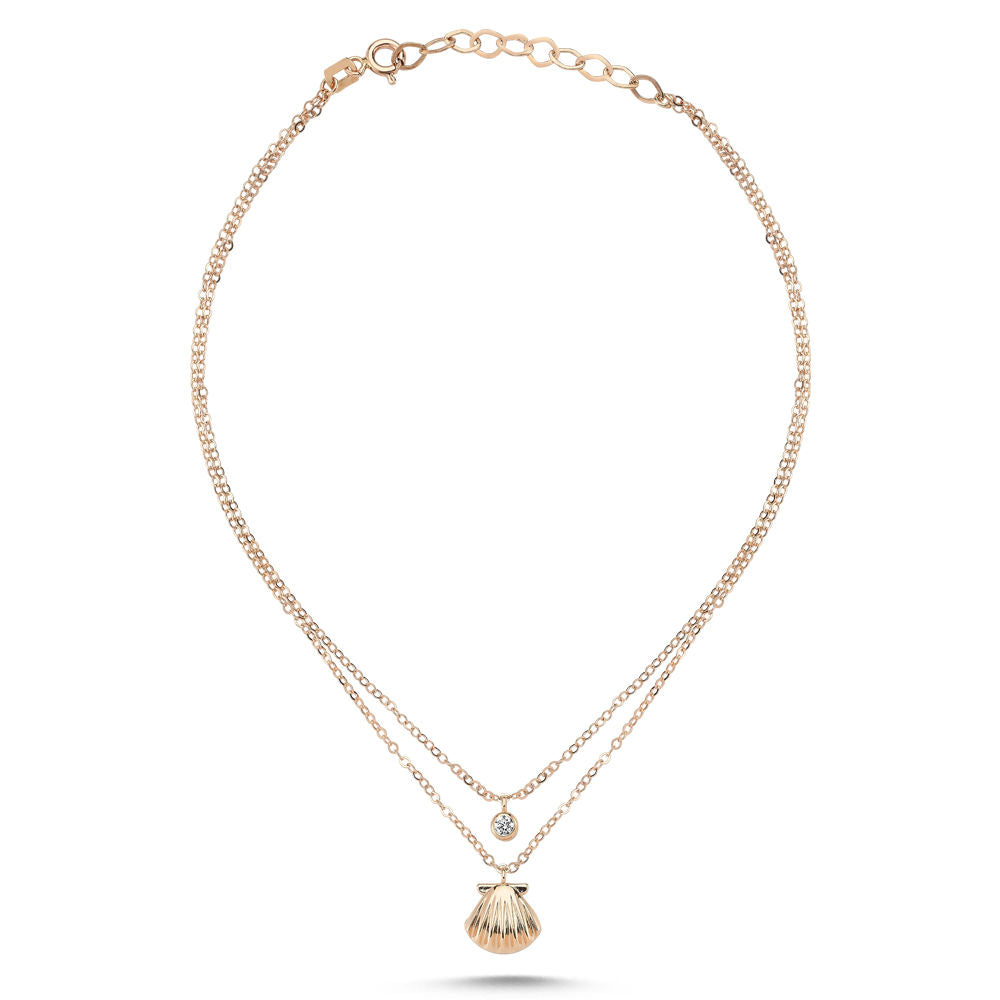 Anklet Solid Gold Bracelet Solitaire Oyster Rose Solid Gold