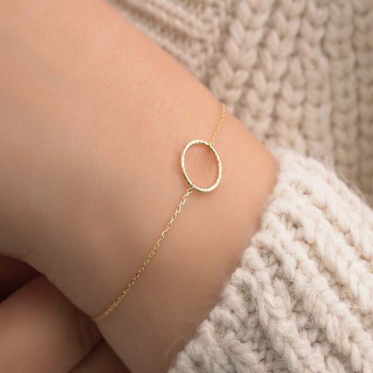 Hoop Solid Gold Bracelet 14K Yellow Solid Gold