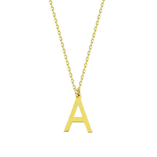 14K Solid Gold Initial Necklace