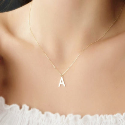 14K Solid Gold Initial Necklace