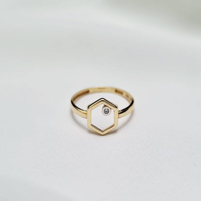 Hexagon Solid Gold Ring 14K Modern