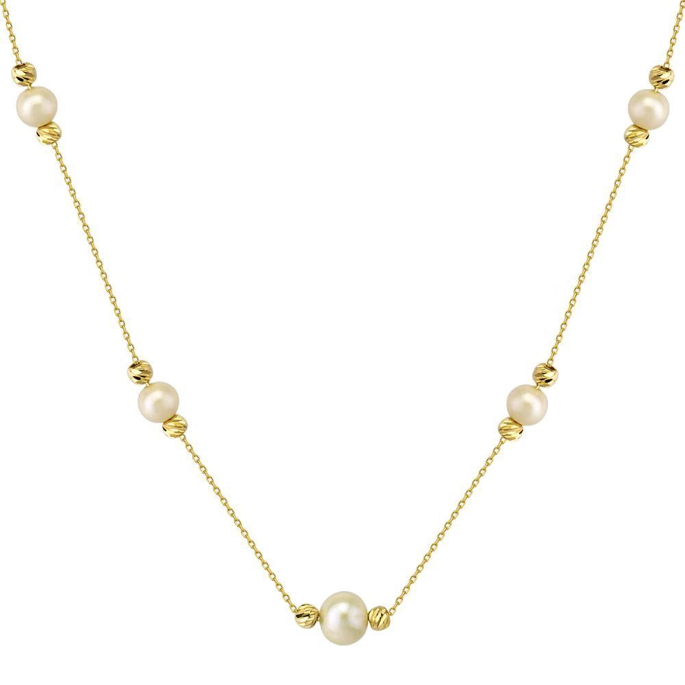 Pearl Solid Gold Necklace Dorica Design 14K