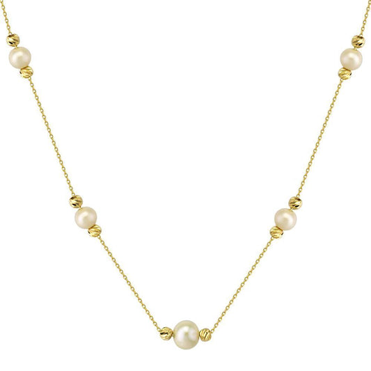 Pearl Solid Gold Necklace Dorica Design 14K
