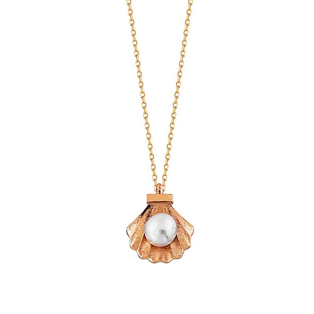 14K Rose Solid Gold Oyster Necklace