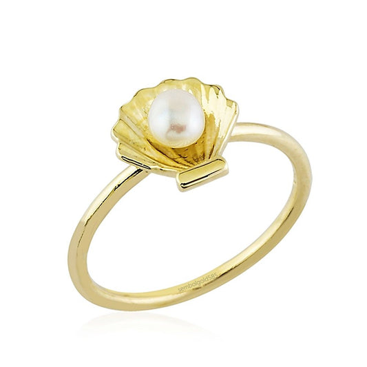 Oyster Solid Gold Ring 14K