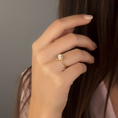 Oyster Solid Gold Ring 14K