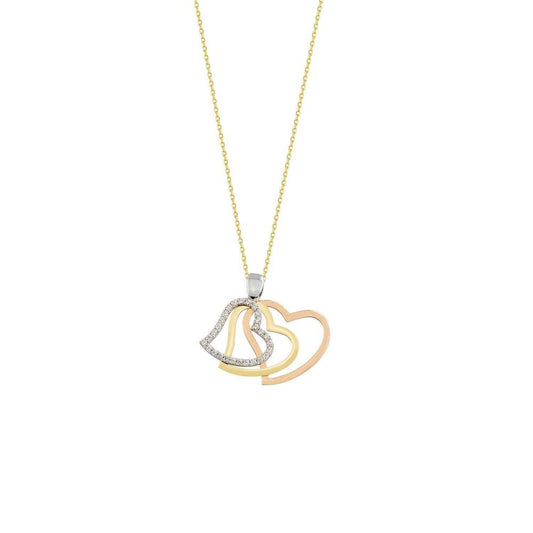 Heart Necklace 14K Solid Gold Three Color