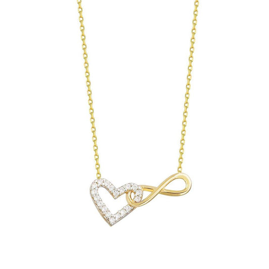 14K Solid Gold Heart Infinity Necklace