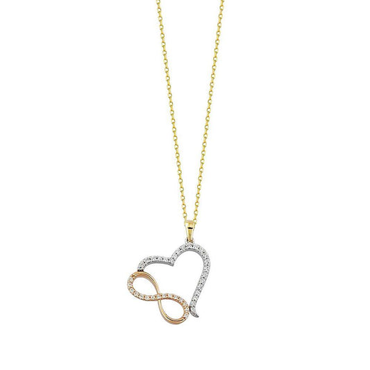14K Solid Gold Heart Infinity Necklace