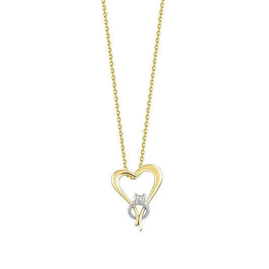 Heart Solitaire Solid Gold Necklace 14K Solid Gold
