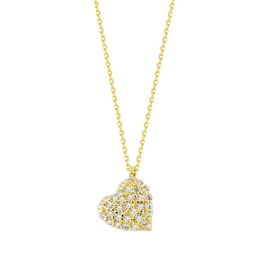 14K Solid Gold Minimal Heart With Gemstone Necklace