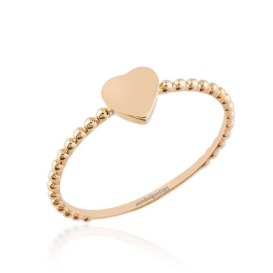 Heart Rose Solid Gold Ring Top 14K Solid Gold