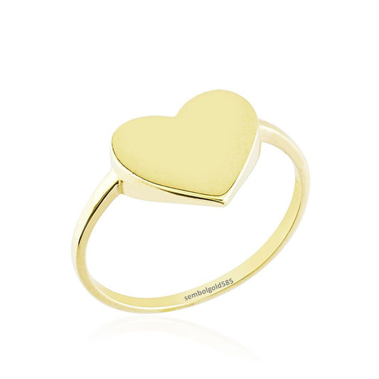 Heart Yellow Solid Gold Ring Classic 14K Solid Gold