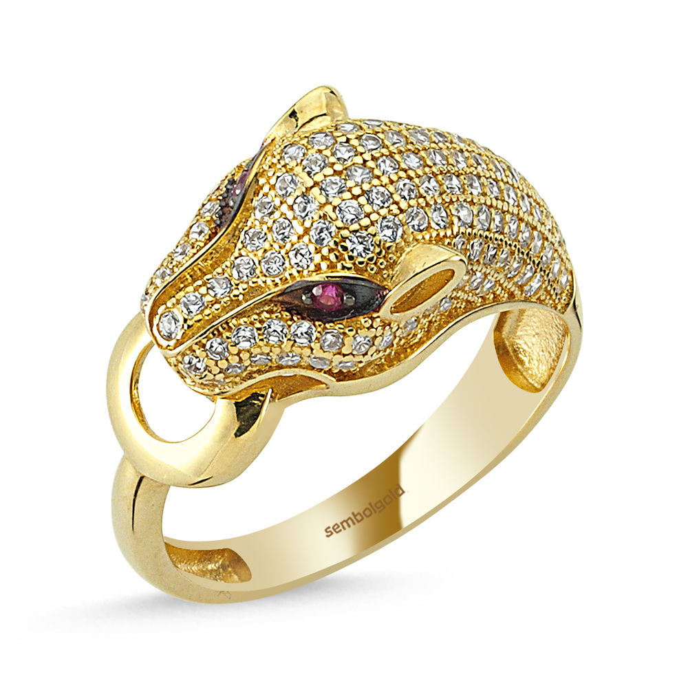 14K Solid Gold Tiger Ring