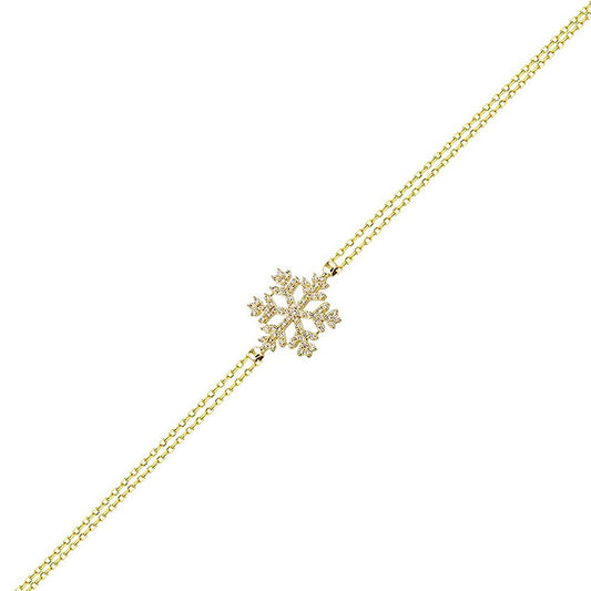 Snowflake Solid Gold Chain Bracelet 14K Solid Gold