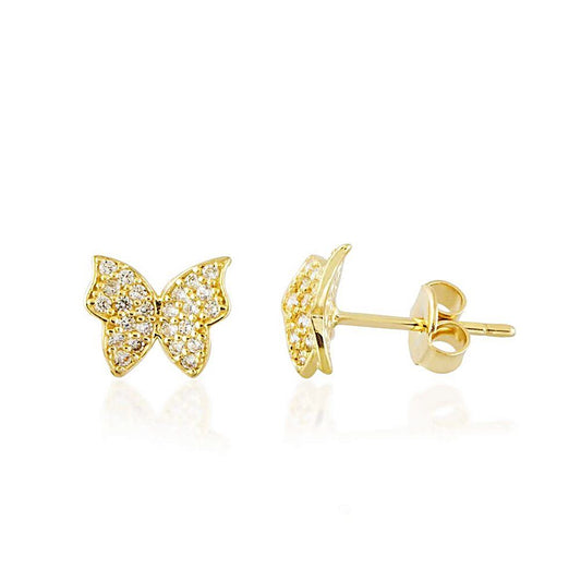 Butterfly Solid Gold Earrings With Gemstone