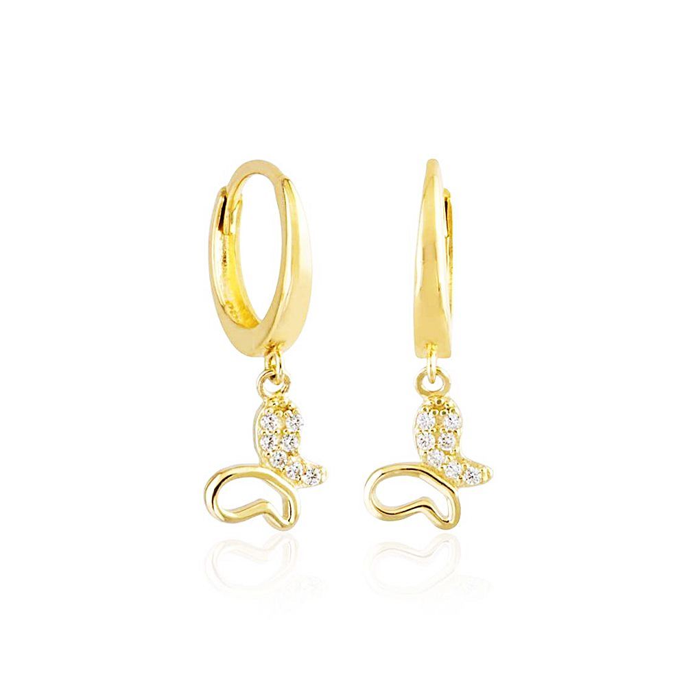 Butterfly Solid Gold Dangle Earrings 14K Solid Gold