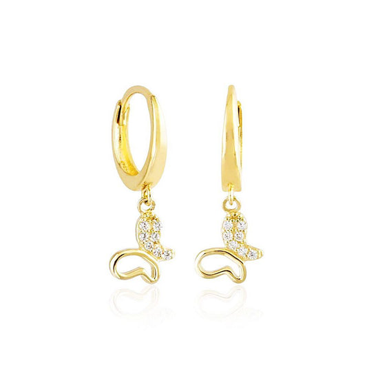 Butterfly Solid Gold Dangle Earrings 14K Solid Gold
