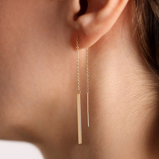 Cube Form Solid Gold Earrings 14K