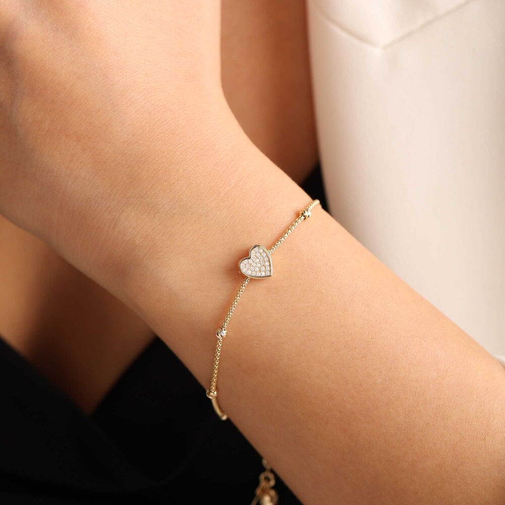 Bird Cage Solid Gold Bracelet Heart Form