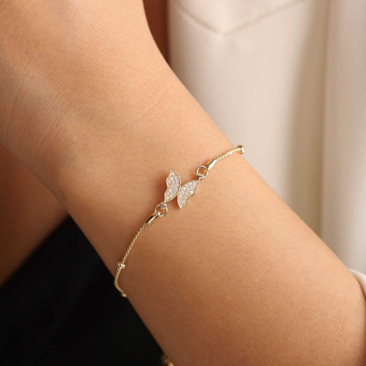 Bird Cage Solid Gold Bracelet Butterfly