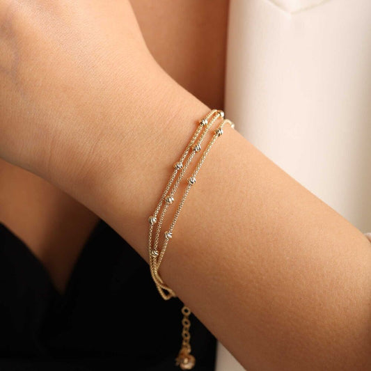 Bird Cage Solid Gold Bracelet Three Chain