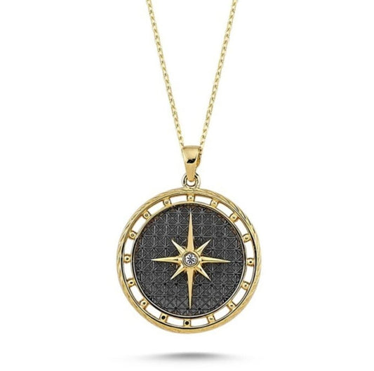 Locket Compass Solid Gold Necklace