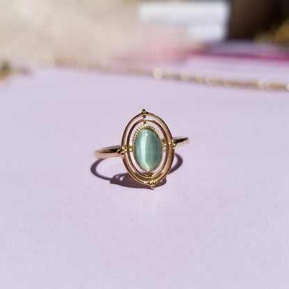 Maida Solid Gold Ring 14K Blue Quartz With Gemstone