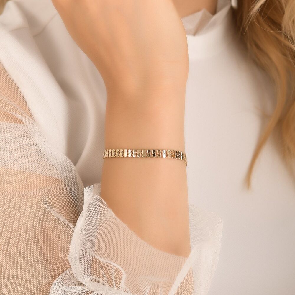 Marquise Shiny Solid Gold Bracelet 14K