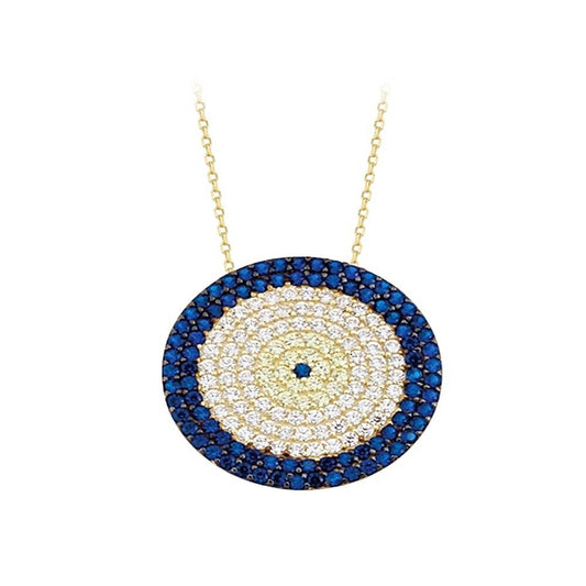 14K Solid Gold Evil Eye Necklace