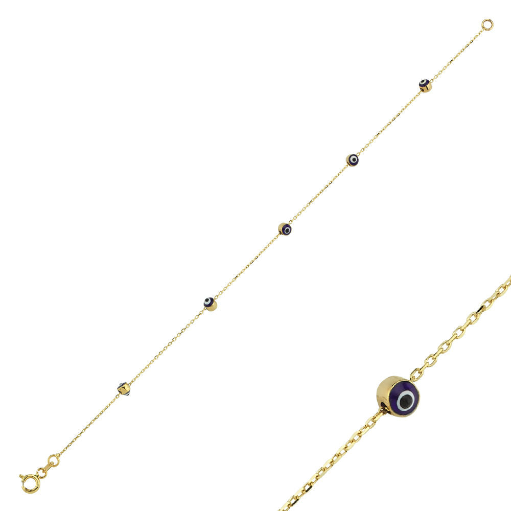 Evil Eye Solid Gold Bracelet 14K Solid Gold