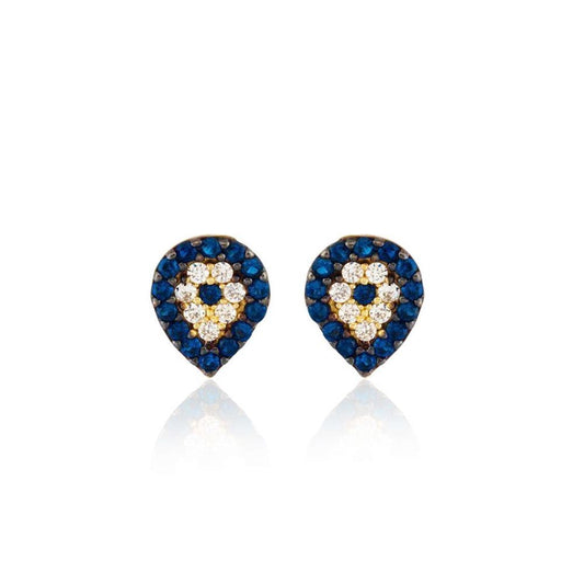 Evil Eye Solid Gold Earrings Drop Design