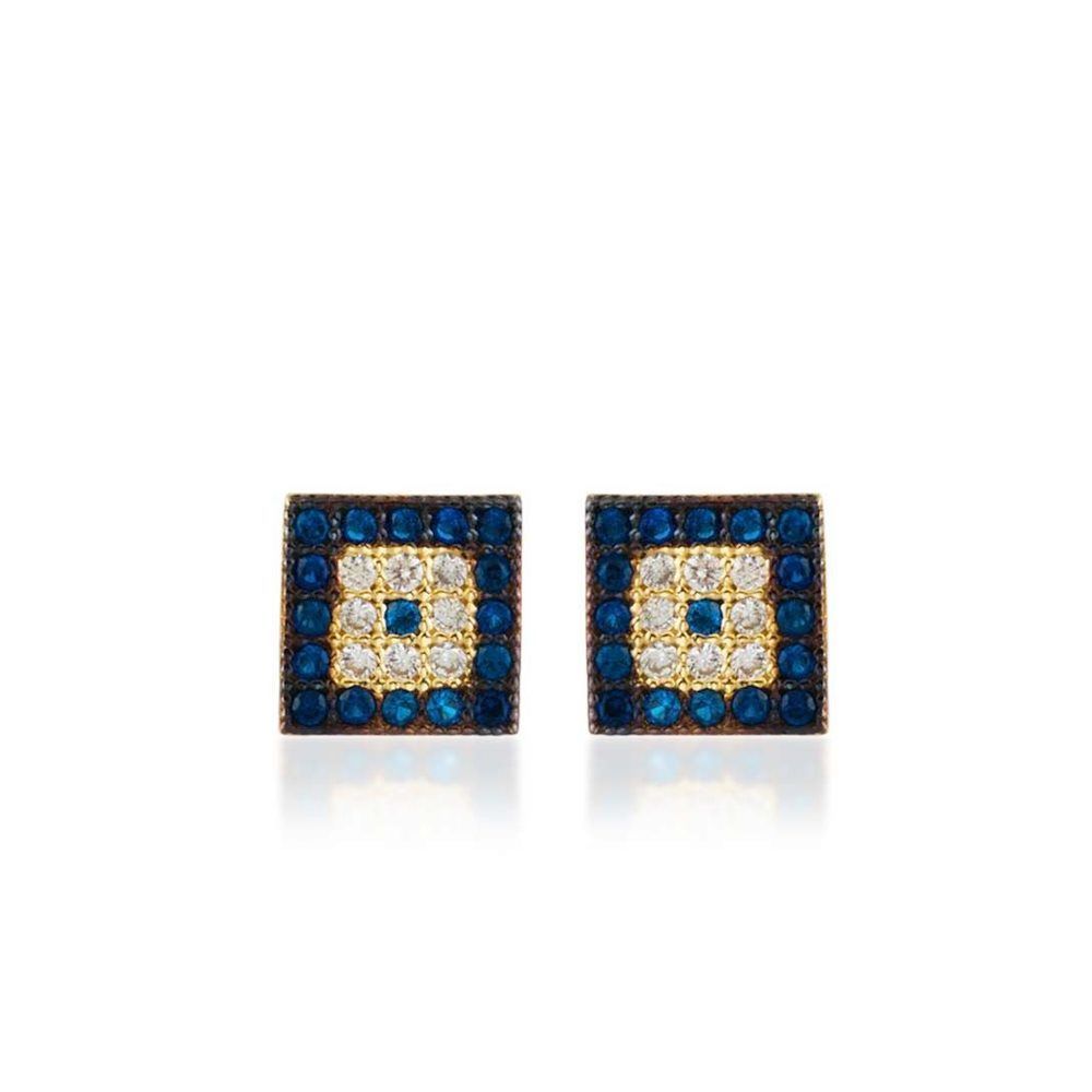 Evil Eye Solid Gold Earrings Square