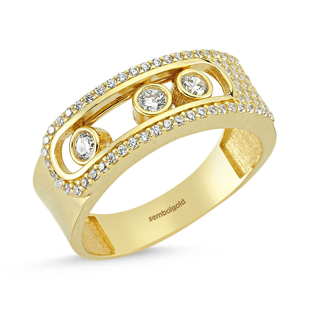 14K Solid Gold Special Design Ring Tria