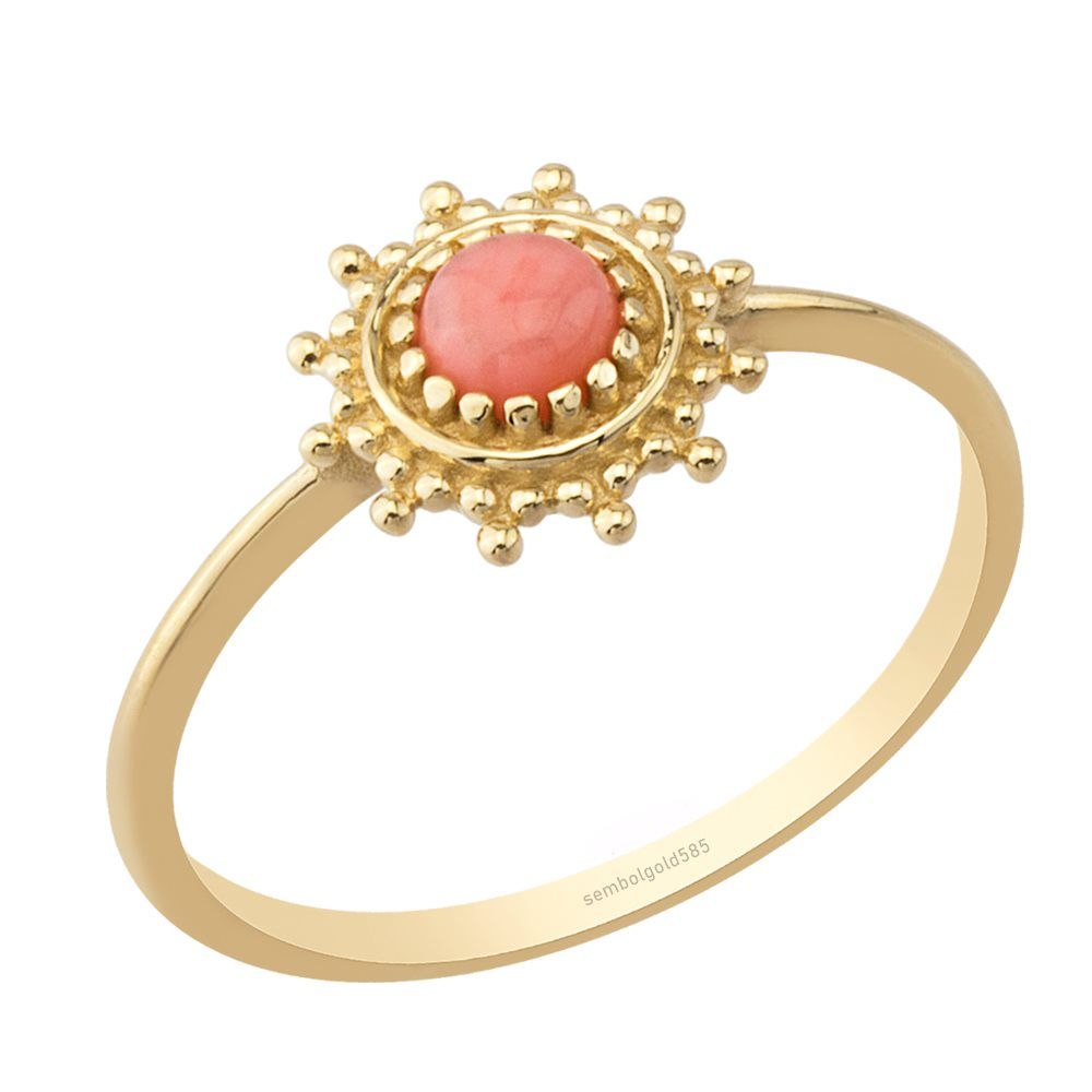 Pink Quartz Solid Gold Ring