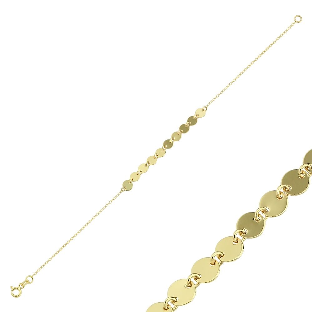 Sequin Solid Gold Bracelet 14K Solid Gold 19 Cm