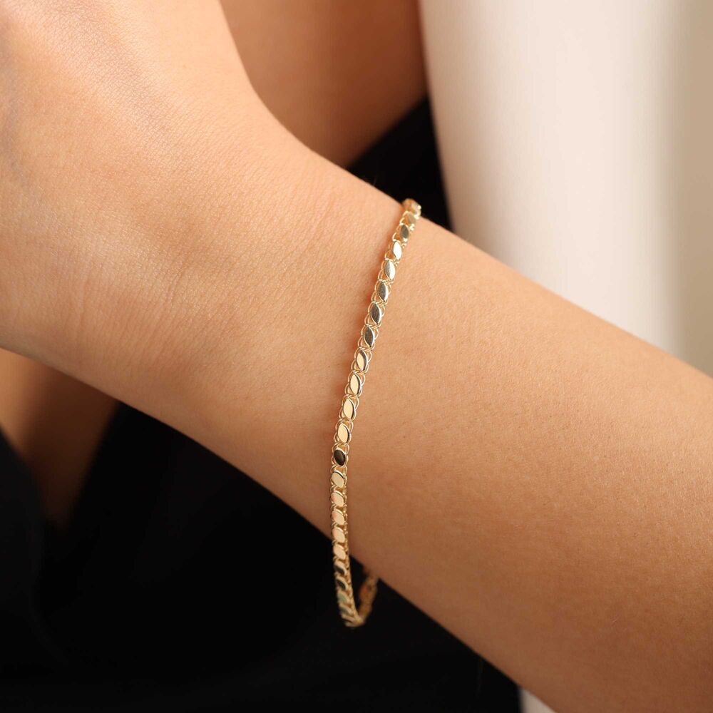 Sequin Solid Gold Bracelet 3 mm