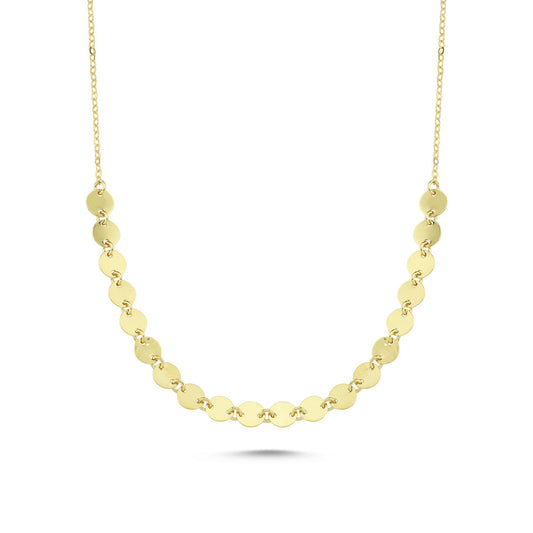 Sequin Solid Gold Necklace 42 Cm 14K Solid Gold