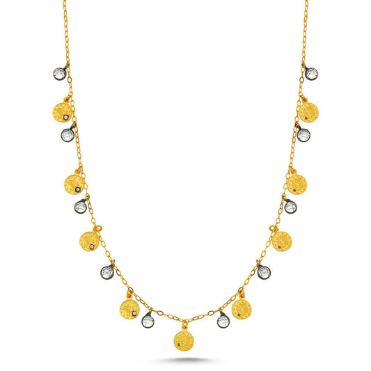 Resatlı Sequin Solid Gold Necklace 50 Cm 14K Solid Gold Diamond Mounting