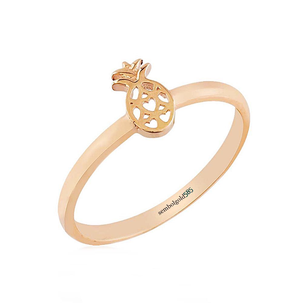 Rose Solid Gold Pineapple Ring 14K Solid Gold